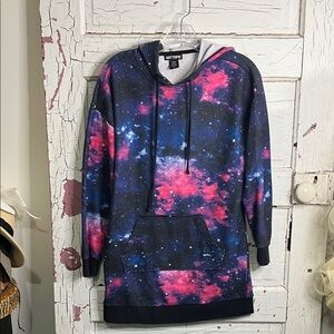 Hot Topic “GALAXY” Hooded Sweatshirt Dress Sz Small Polyester Blnd